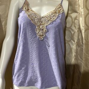 SHEIN small purple and gold tank top with eyelet detail